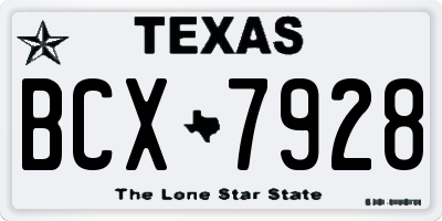 TX license plate BCX7928