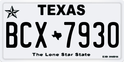 TX license plate BCX7930