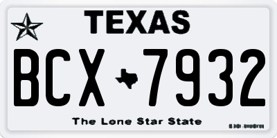 TX license plate BCX7932