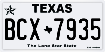 TX license plate BCX7935
