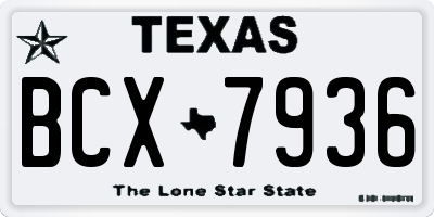 TX license plate BCX7936
