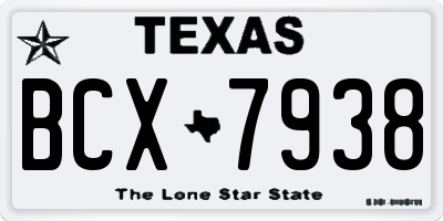 TX license plate BCX7938