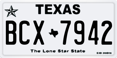 TX license plate BCX7942