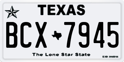 TX license plate BCX7945