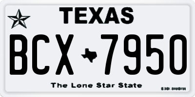 TX license plate BCX7950
