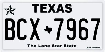 TX license plate BCX7967