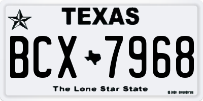 TX license plate BCX7968