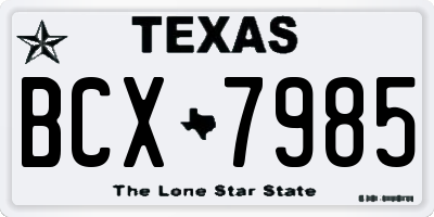 TX license plate BCX7985