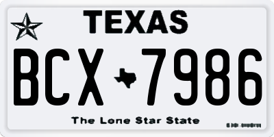TX license plate BCX7986