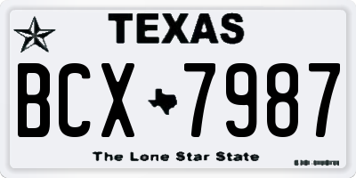 TX license plate BCX7987