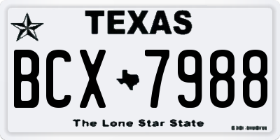 TX license plate BCX7988