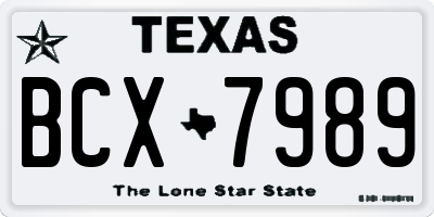 TX license plate BCX7989