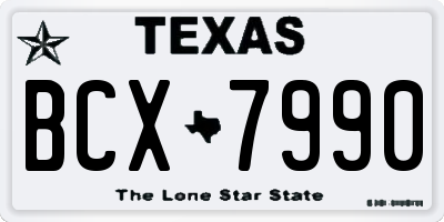 TX license plate BCX7990