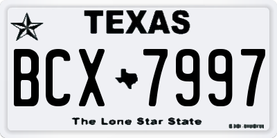 TX license plate BCX7997
