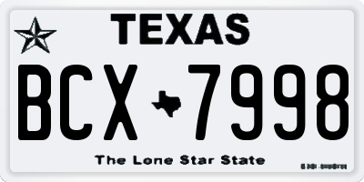 TX license plate BCX7998