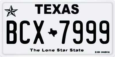 TX license plate BCX7999