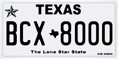 TX license plate BCX8000