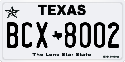 TX license plate BCX8002