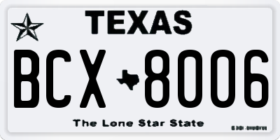 TX license plate BCX8006