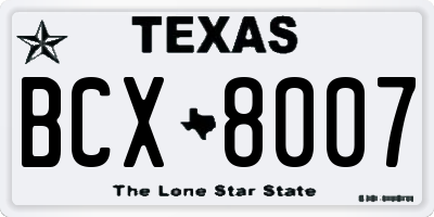 TX license plate BCX8007