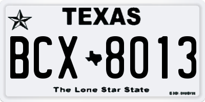 TX license plate BCX8013