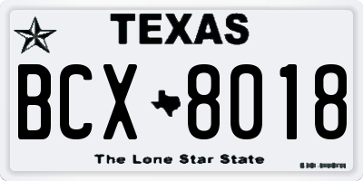 TX license plate BCX8018