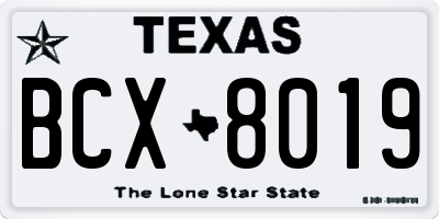 TX license plate BCX8019
