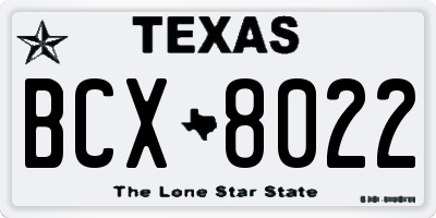 TX license plate BCX8022