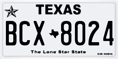 TX license plate BCX8024