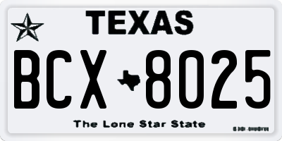 TX license plate BCX8025