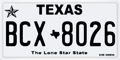 TX license plate BCX8026