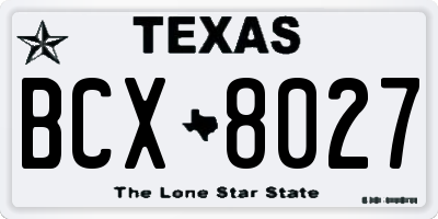 TX license plate BCX8027