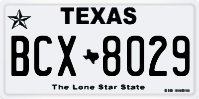 TX license plate BCX8029