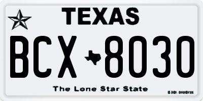 TX license plate BCX8030