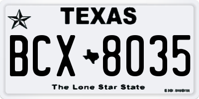 TX license plate BCX8035