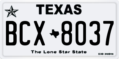 TX license plate BCX8037