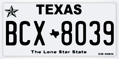 TX license plate BCX8039