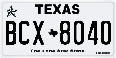 TX license plate BCX8040