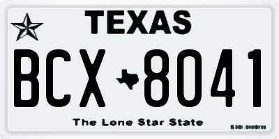 TX license plate BCX8041