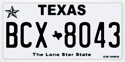 TX license plate BCX8043