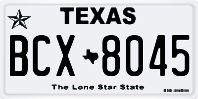 TX license plate BCX8045