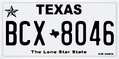 TX license plate BCX8046
