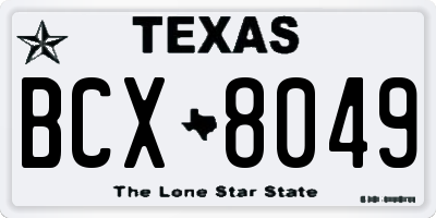 TX license plate BCX8049
