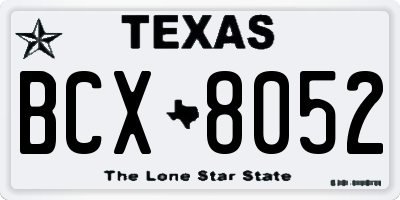 TX license plate BCX8052