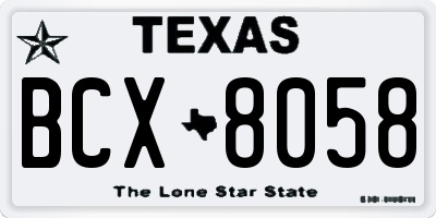 TX license plate BCX8058