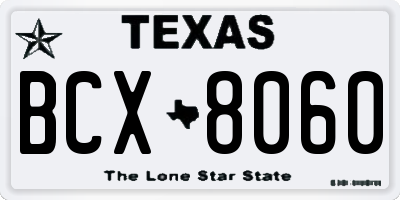 TX license plate BCX8060