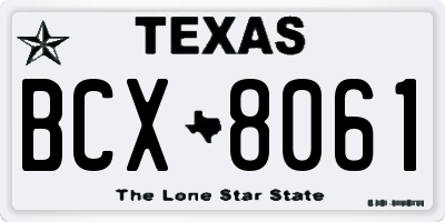 TX license plate BCX8061
