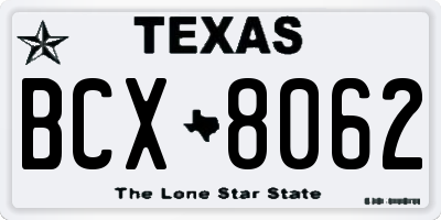 TX license plate BCX8062