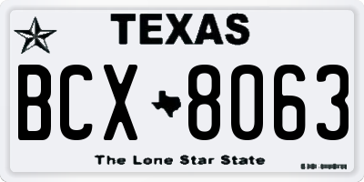 TX license plate BCX8063