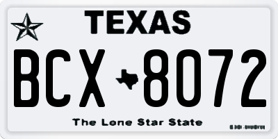 TX license plate BCX8072